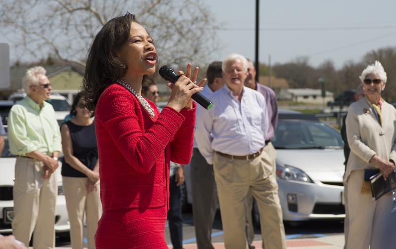 Congresswoman Lisa Blunt Rochester remarked to the crowd during the dedication of the Silent Sentinels.